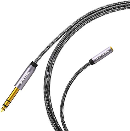 TopSeries Long 1/4'' Male to 1/8'' Female Adapter Cable (16ft/5M) 6.35mm to 3.5mm Phone Audio Connector Quarter Inch Adapter for Mixer Guitar Piano Amplifier Speaker and More | 24K Gold-Plated, Headphone to Speaker, Guitar, Digital Piano Keyboard Amplifie