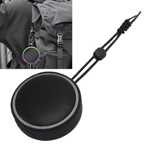 Fabater Bluetooth Speaker, IPX6 Water Proof Shower Speaker with RGB Lighting, Portable Speakers with Lanyard & Suction Cup, Wireless Loud Clear Sound for Pool, Beach & Kayaking (Black) - color: Black