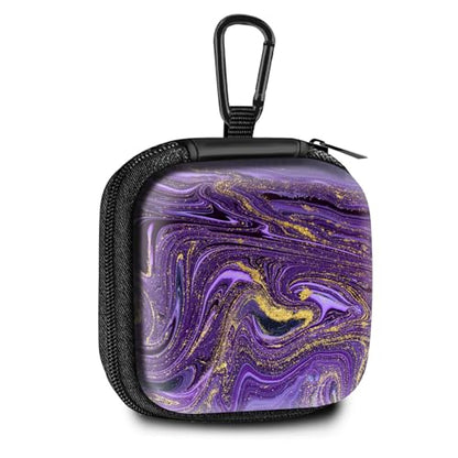 Square Data Cable Earbud Charger Coin Storage Bag Shockproof and Drop-Proof EVA Material Compatible with AirPod(Purple Marble) - color: Purple Marble