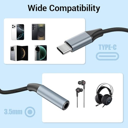 2pcs USB C to 3.5mm Female Headphone Jack Adapter - size: 4.6 IN-2PCS