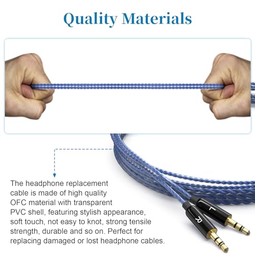 Sol Republic Cable Compatible with Sol Republic Master Tracks HD, HD2, Sol Republic V8, V10, V12, X3 Headphone, Sol Republic Replacement Cable for iPhone, Android Phone, 3.9ft