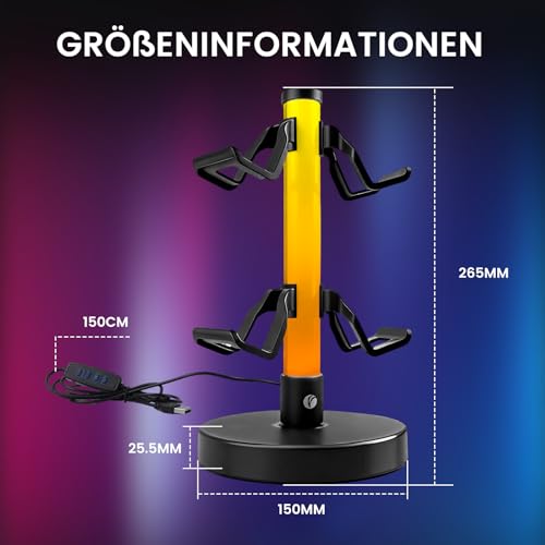 VCOM Headphone Stand with 17 Light Modes, Gaming Controller Holder with Remote Control, PC Gaming Accessories for Desk, Universal Organizer Headpsets/Xbox/PS5 Headset Stand Gamer Gifts