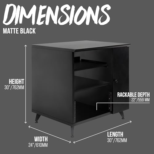 Gator Frameworks Elite Furniture Series Sidecar Cabinet with with Configurable Rack Space & Shelving, Black Finish (GFW-ELITESIDECAR-BLK) - color: Black, style: Sidecar Rack