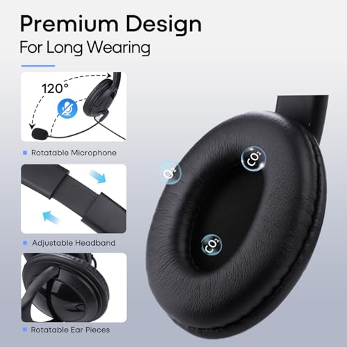 Bulk Headphones with Microphone 10 Pack for Classroom School, Wholesale Durable On-Ear Wired Headsets for Kids Students Adults Office Computer - size: 10 Pack-B