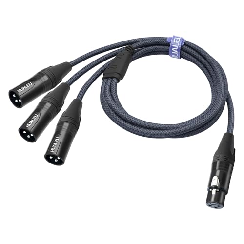 5FT XLR 1 Female to 3 Male Y Splitter Cable,3 Way XLR Splitter Balance 1 Female to 3 Male Audio Cable for Mixer Microphone-One Microphone Connects 3 interfaces 1 Pack - size: 5Feet, style: XLR 1 F To 3 M