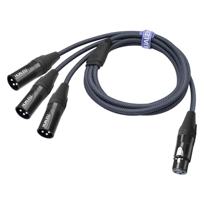 5FT XLR 1 Female to 3 Male Y Splitter Cable,3 Way XLR Splitter Balance 1 Female to 3 Male Audio Cable for Mixer Microphone-One Microphone Connects 3 interfaces 1 Pack - size: 5Feet, style: XLR 1 F To 3 M
