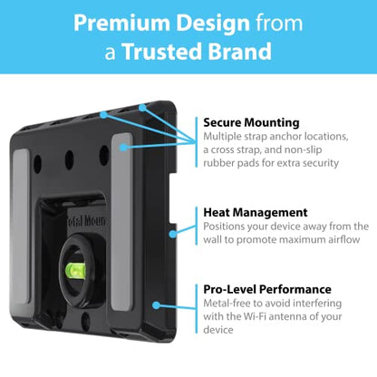 TotalMount Universal Mount for Electronics – Designed in the USA | Adjustable and Secure Wall Mount for Your Cable Box, Router, Modem, Wi-Fi Devices, DVR, and More (37 Inch Max Circumference)