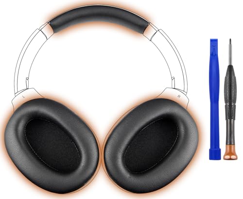 SOULWIT Replacement Kit for Sony WH-1000XM2 & MDR-1000X Headphones, Ear Pads Cushions + Headband Repair Part - Black - color: Black