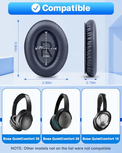 Earpads for Bose Quiet Comfort QC 35 / QC35 ii / QC25 / QC15 Headphone - color: Blue