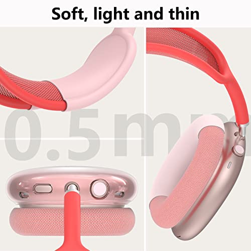 Silicone Case Cover for AirPods Max 2/ AirPods Max Headphones (Pink) - color: Clear Pink-T