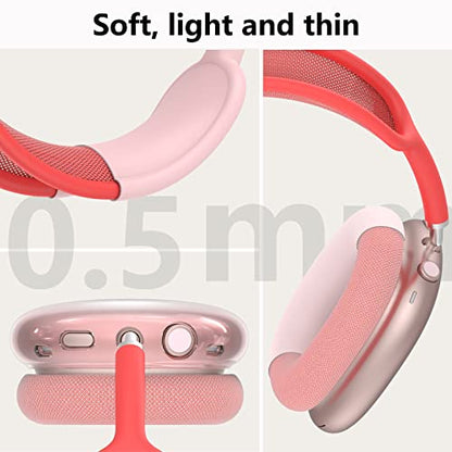 Silicone Case Cover for AirPods Max 2/ AirPods Max Headphones (Pink) - color: Clear Pink-T