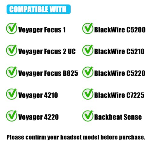Replacement Ear Pads for Plantronics Voyager Focus UC B825 Binaural, BLACKWIRE 5220 5210 7225, Voyager Focus 2 UC USB-A Headset, Headset Ear Cushions Cups Cover