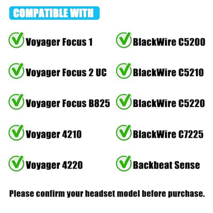 Replacement Ear Pads for Plantronics Voyager Focus UC B825 Binaural, BLACKWIRE 5220 5210 7225, Voyager Focus 2 UC USB-A Headset, Headset Ear Cushions Cups Cover