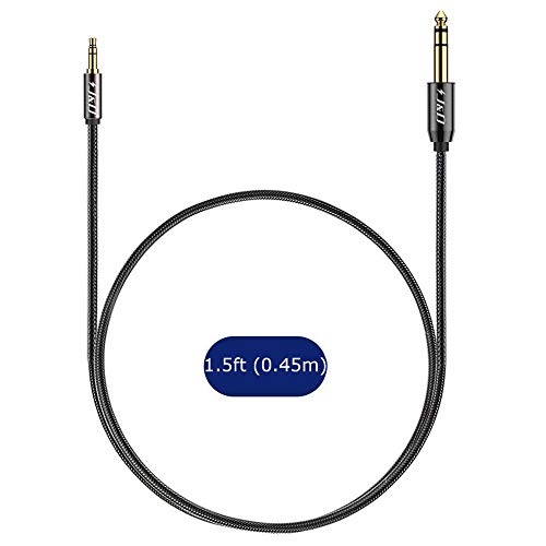 J&D 3.5mm to 6.35mm Stereo Audio Cable, Gold Plated 3.5mm 1/8 inch Male TRS to 6.35mm 1/4 inch Male TRS Copper Shell Cable, Nylon Braid for Smartphone, Amplifiers, 1.5 Feet - size: 1.5 ft