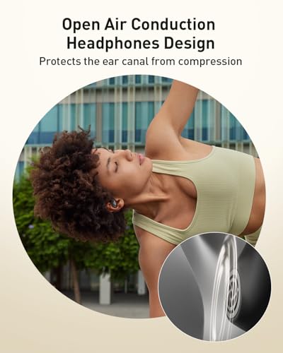 iWALK Open-Ear Headphones, True Wireless Headphones Bluetooth 5.4 Light Earbuds, Ultra Comfort Earhooks, 35H Playtimes, Clear Calls, Air Conduction Stereo Sound with 15mm Drivers for Workouts (Black) - color: Black