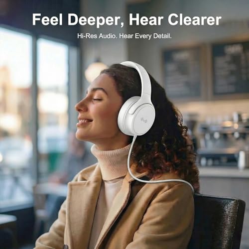 Wired Over-Ear Headphones, Mic, 3.5mm, USB-C Adapter, White | Over-ear comfort with inline mic, volume control, 3.5mm jack, and USB-C adapter for phones, laptops, PCs, and tablets. - color: White