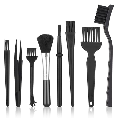 Qianyu 8 Pcs Anti Static Electronic Dust Cleaning Brush Mini Keyboard Cleaning Brushes Kit with PP Handle and Nylon Bristles for Cleaning Computer Laptop Motherboard Camera Sewing Machine Small Space