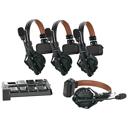 Hollyland Solidcom C1 Pro Wireless Intercom Headset System ENC Noise Cancellation Full Duplex 4-Person 1100ft Team Communication with PTT Mute Single Ear Headset for Church Drone TV Film Production - size: 4 Set Single Ear