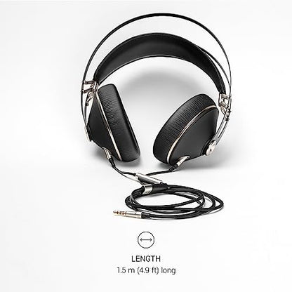 MEZE AUDIO | 1.5m Cable with Mic & Remote for 99 NEO & 99 Classics Walnut Silver | 3.5mm Male to Dual TS Mono 3.5mm Male Connector Plug | Kevlar Reinforced Fabric | Oxygen-Free Copper