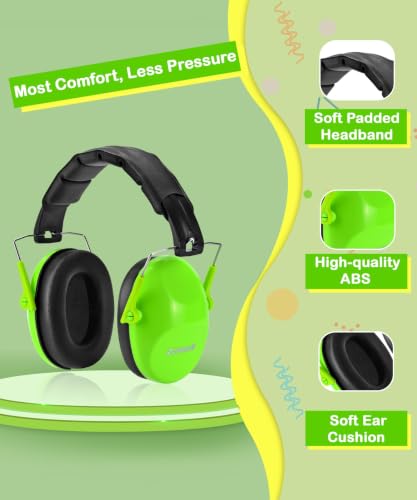 ZOHAN Kids Noise Cancelling Headphones - 25dB NRR Kids Ear Protection 2 Pack, Hearing Protection Safety Ear Muffs for School Monster Truck Fireworks Travel Studying Concerts Autism, Blue and Green - color: Blue+green
