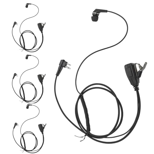 Pack of 4 2 Pin Walkie Talkie Earbuds Wired Ear Bud in-Ear Earpiece Headset for Motorola 2-pronged Radios cp200 cp185 cp100 cp040 dlr1060 cls1110