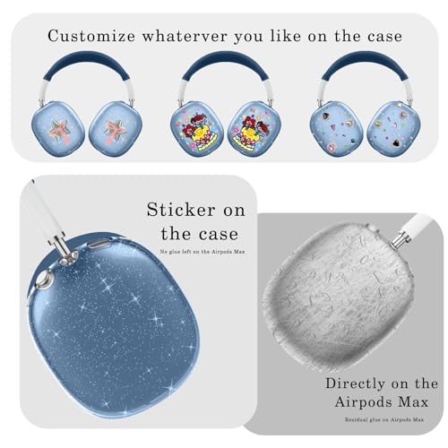 for AirPods Max case Cover,Anti-Scratch Ear Pad Case Cover/Ear Cups Cover/Headband Cover for AirPods Max. Clear Soft TPU and Silicone,Skin Scratch Proof. - color: 3PC-Glitter Dark blue