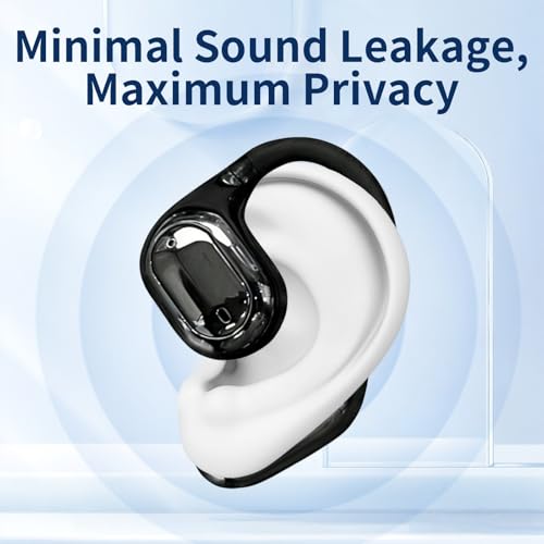 Open Ear Headphones, True Wireless Bluetooth Earphones with Mic, Ultra-Comfort Sport Headset with LED Display, Powerful Sound, IPX4 Waterproof, Wireless Earbuds for Running Driving Workout, Black