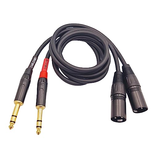 1/4 TRS to XLR Male Cable 2 Pack 3ft Gold Plated