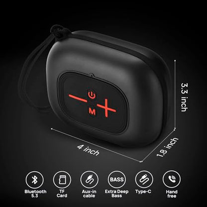 Portable Bluetooth Speaker, Small Speakers Bluetooth Wireless, IPX7 Waterproof Bluetooth Speaker Suitable for in Bathroom, Pools, Boating and Hiking Black