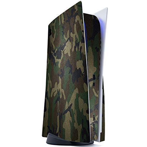 PlayVital Army Green Camouflage Full Set Skin Decal for ps5 Console Disc Edition, Sticker Vinyl Decal Cover for ps5 Controller & Charging Station & Headset & Media Remote - color: Army Green Camouflage
