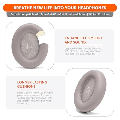 WC PadZ QC Ultra - Earpads for Bose QuietComfort Ultra Gen 1 & 2 | Made by Wicked Cushions | Enhanced Comfort, Thickness & Durability | SandStone - color: SandStone