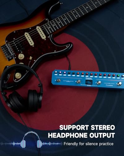 FLAMMA FG200 Intelligent Multi-Effects Guitar Pedal with 52 AMP Models 5 BOOST Models 16 CAB Simulations 7 Effects Modules 9 IR Slots 40 Presets 40 Rhythm Styles Support APP OTG