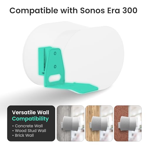 ynVISION.DESIGN Wall Mount for Sonos ERA 300 Speaker, 1 Mount, White | Tilt 18° and Swivel ±21°, cable management, hardware included for concrete, brick, or wood stud install, easy assembly - style: White - Single