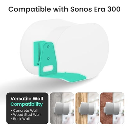 ynVISION.DESIGN Wall Mount for Sonos ERA 300 Speaker, 1 Mount, White | Tilt 18° and Swivel ±21°, cable management, hardware included for concrete, brick, or wood stud install, easy assembly - style: White - Single
