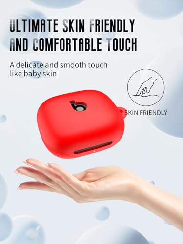 Case for Beats Powerbeats Fit Earbuds 2025 (Red) | Soft Silicone Protective Cover with Carabiner and Lanyard, Shockproof - color: Red
