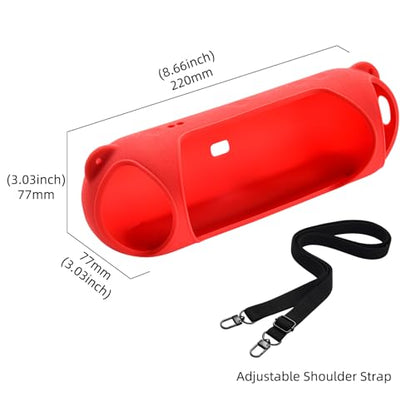 Silicone Case Compatible with Beats Pill Wireless Bluetooth Speaker,Travel Silicone Protective Cover with Shoulder Strap for Beats Pill Bluetooth Speaker (Red) - color: Red