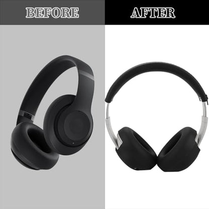 Aiivioll Studio Pro Silicone 2 in 1 Case Cover Set, Anti-Scratch Ear Pad Cover/Zipper Headband Cover for Beats Studio Pro Headphone, Studio Pro Soft Silicone Protector Accessories(Black) - color: Black