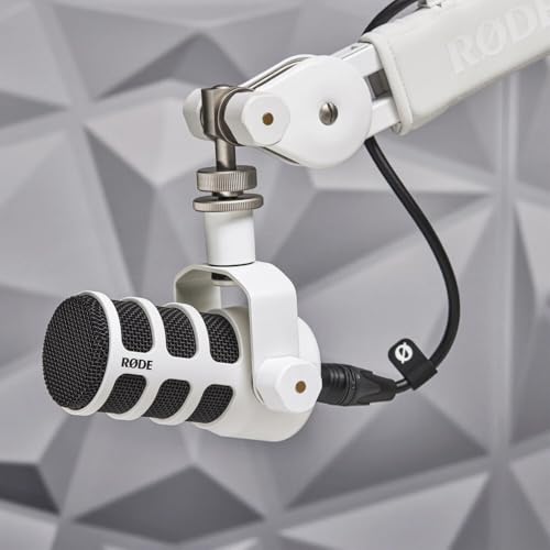 Rode PodMic (White) Cardioid Dynamic Broadcast Microphone with WS14 PodMic Pop Filter - Orange