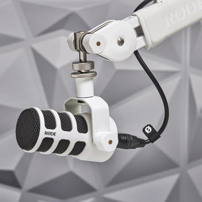 Rode PodMic (White) Cardioid Dynamic Broadcast Microphone with WS14 PodMic Pop Filter - White