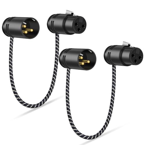 Rotatable Right-Angle XLR Cable,Adjustable-Angle Low Profile XL R Male to Female Balanced Mic Cord,24AWG OFC,Nylon Braided Short 90 Degree XLR Microphone Adapter,3.3FT 2-Pack - size: 3.3FT
