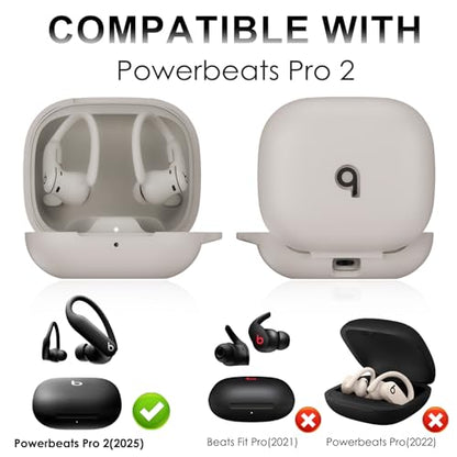 for Beats Powerbeats Pro 2 Case Cover, Top Logo Visible | Soft Silicone Shockproof Protective Skin Case for Beats Powerbeats Pro 2 2025 with Cleaner Kit & Carabiner, Quick Sand - color: Quick Sand