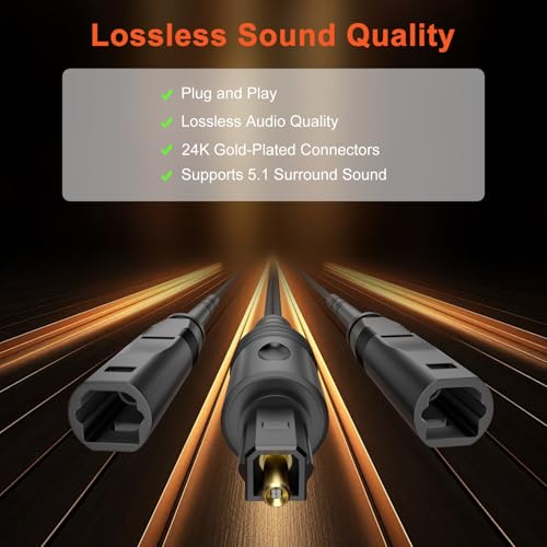 VANAUX 1x2 Digital Audio Splitter, Fiber Optic Digital Audio Cable, Toslink S/PDIF 1 Male Input 2 Female Output Support LPCM2.0, Dolby Digital, DTS 5.1 (1ft/0.3m) - size: 1ft/0.3m