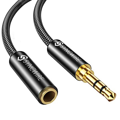 Syncwire Headphone Extension Cable - 6FT [Hi-Fi Sound][Gold Plated Jack][TRS] Nylon-Braided 3.5mm Male to Female Audio Extension Cord Compatible with iPhone iPad Smartphone Tablets Media Players - size: 6 feet