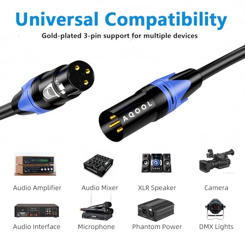 XLR Cables 25ft 4 Pack, Balanced XLR Male to Female Microphone Cable | Gold-Plated 3-Pin, Double Shielding, Professional Audio XLR Speaker Cable, Heavy Duty Mic Cords, Oxygen-Free Copper - size: 25ft-4p