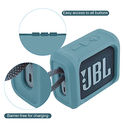 Silicone Case for JBL Go 3 Portable Speaker with Removable Strap for Bike Golf Cart Travel Carrying Case Protective Sleeve Speaker Cover (Sky Blue) - color: Sky Blue