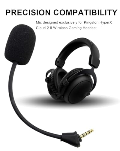 Replacement Microphone 3.5mm Boom Compatible with Kingston HyperX Cloud 2 II Wireless Gaming Headset Noise Cancelling Mic for Xbox One PS5 Switch Mac PC Computer, Black