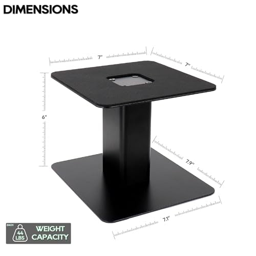 Tlingt Desktop Speaker Stands Pair, 7"x7" Metal Tray, 6" Tall | Heavy-duty Metal Tray Supports 4"-7" Monitors & Bookshelf Speakers, Sturdy Flat Base, Compact Riser for Home/Studio Setups - size: 6" Tall