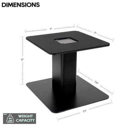 Tlingt Desktop Speaker Stands Pair, 7"x7" Metal Tray, 6" Tall | Heavy-duty Metal Tray Supports 4"-7" Monitors & Bookshelf Speakers, Sturdy Flat Base, Compact Riser for Home/Studio Setups - size: 6" Tall