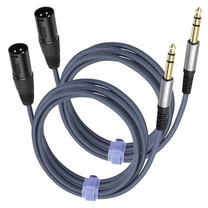 6Feet 1/4 TRS to 3Pin XLR Male Auido Cable,6.35mm TRS to XLR Male Braid Quarter inch Balanced Audio Cable for Mixer Power Amplifier-2Pack - color: 1/4 TRS To XLR M, size: 6feet(2pack)