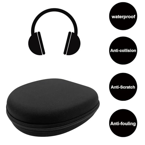 Headphone Case, Black Headset Hard Shell Case, Universal Headphone Storage Protective Bag Suitable for Multiple Models of Headphones